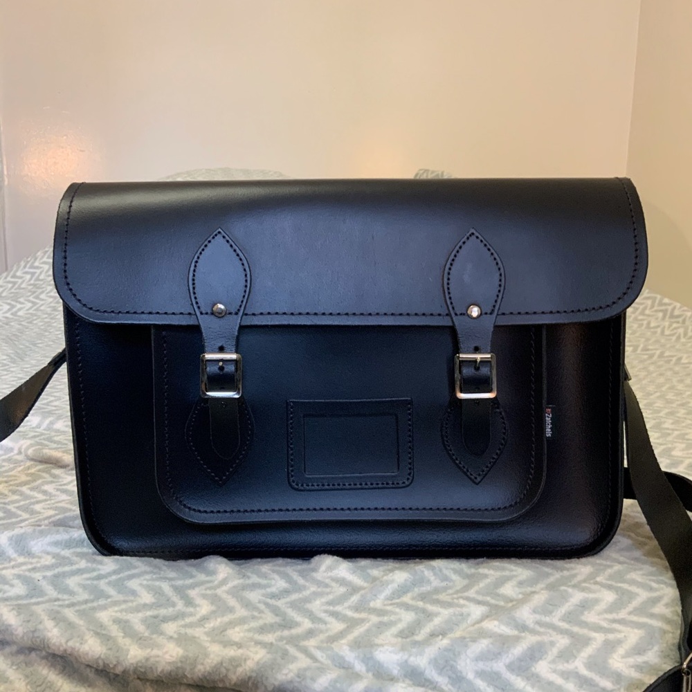 Zatchels NAVY BLUE HANDMADE LEATHER SATCHEL UK